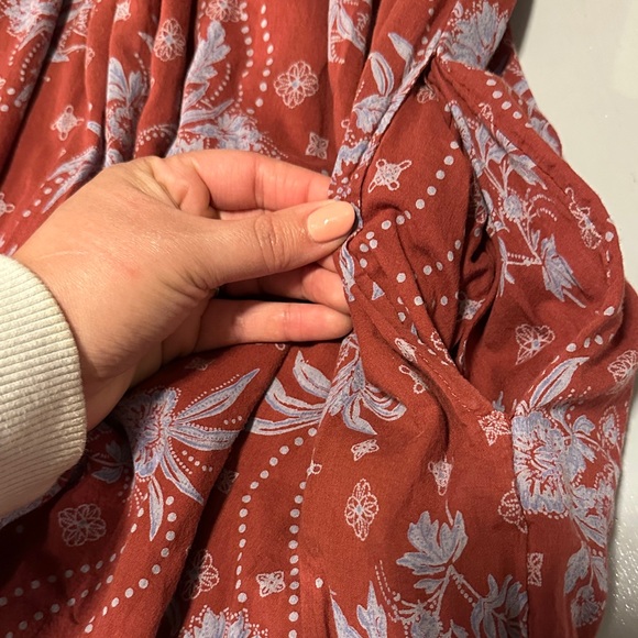 Free People Women's Golden Hour Maxi Dress Wine Combo Maroon Medium Boho Cotton - Picture 12 of 15